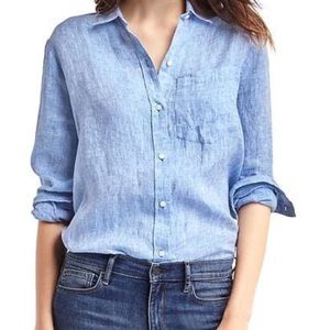 Gap Boyfriend Linen Shirt Size S